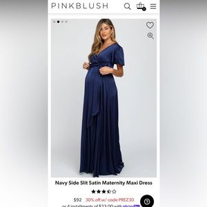 Pink blush navy maternity dress